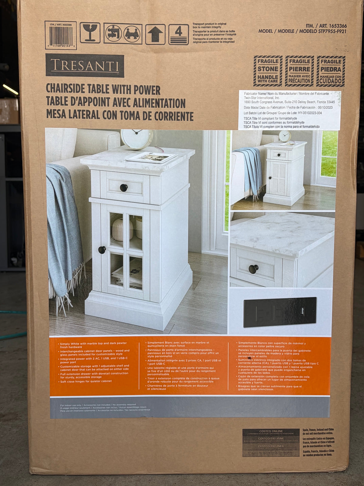 Tresanti Kerrigan Chairside Table with Power