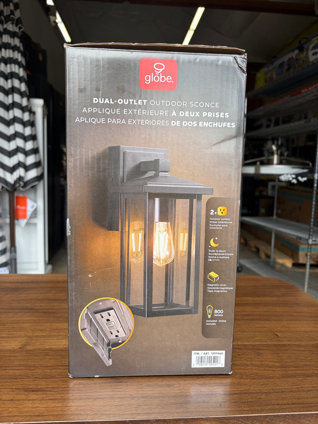 Globe Electric 14" Matte Black Outdoor Wall Light with GFCI Outlet