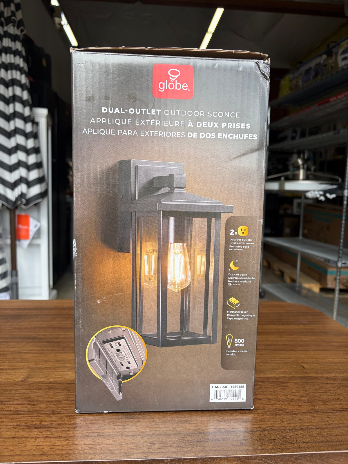 Globe Electric 14" Matte Black Outdoor Wall Light with GFCI Outlet