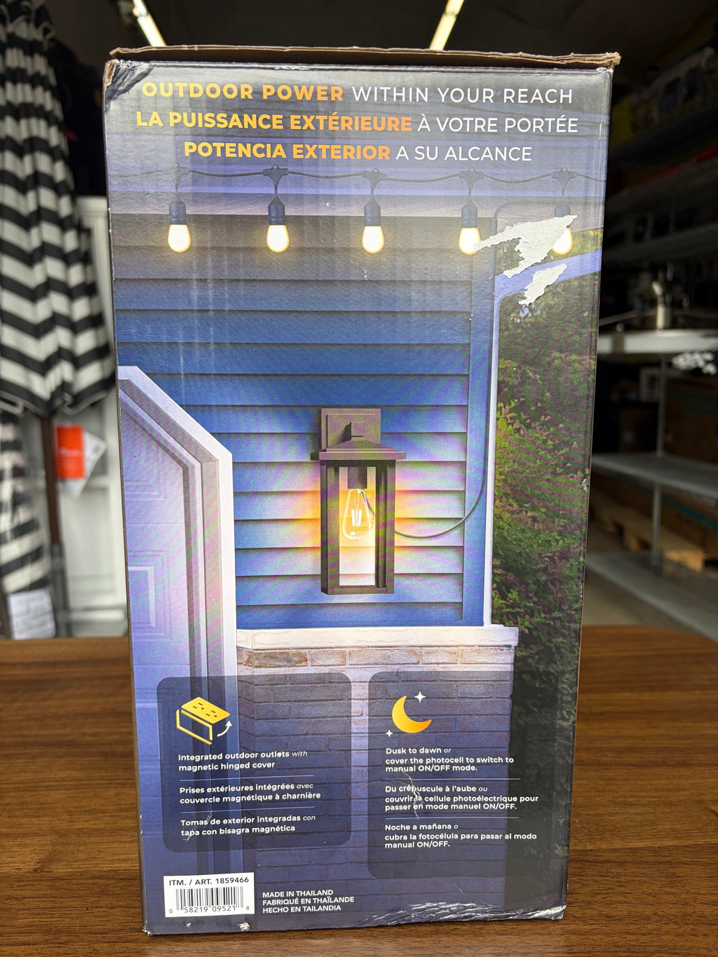 Globe Electric 14" Matte Black Outdoor Wall Light with GFCI Outlet
