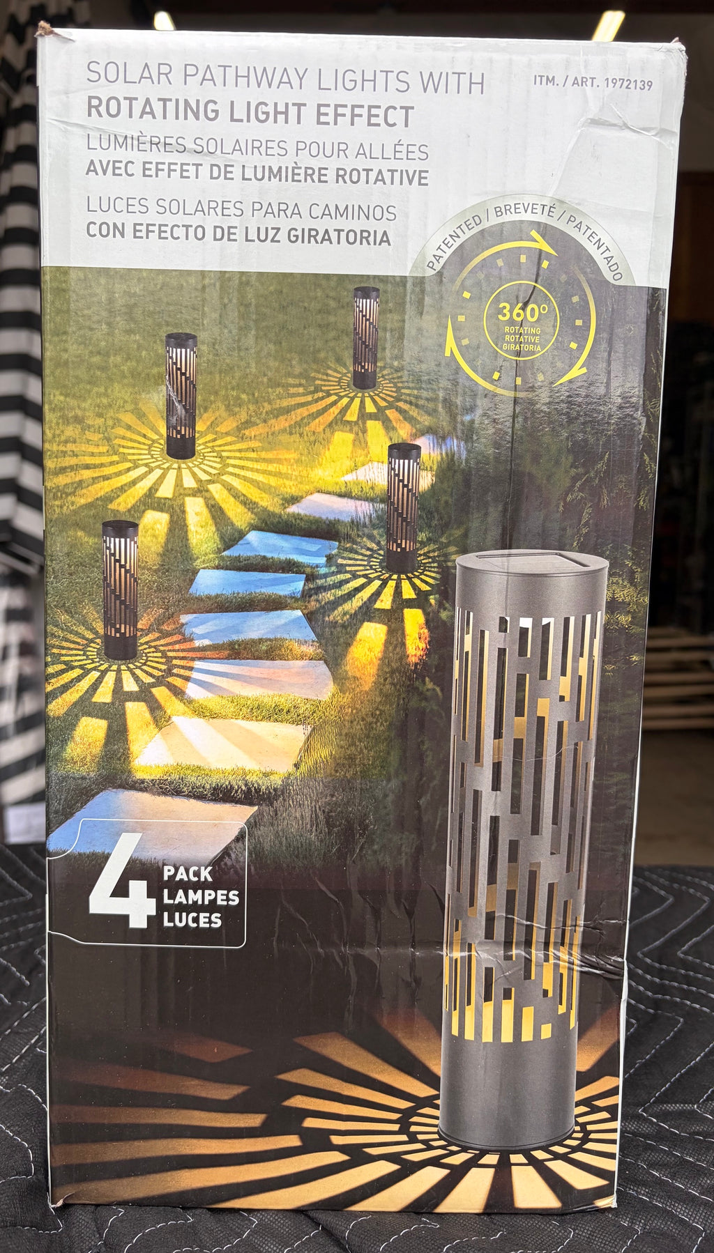 Test Rite Rotating Solar Bollard Lights 4-Pack