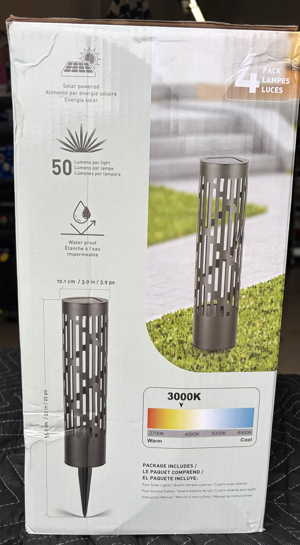 Test Rite Rotating Solar Bollard Lights 4-Pack