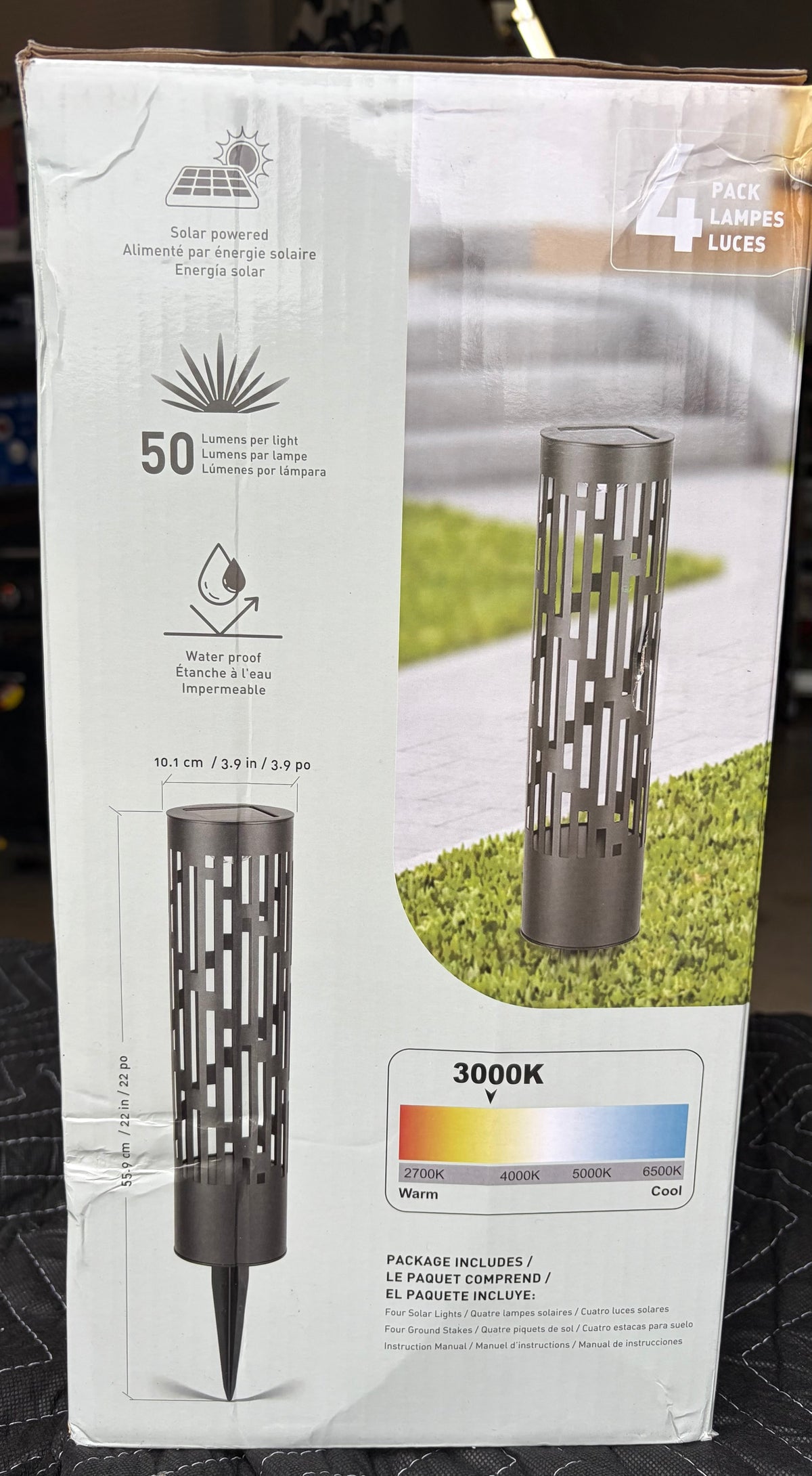 Test Rite Rotating Solar Bollard Lights 4-Pack