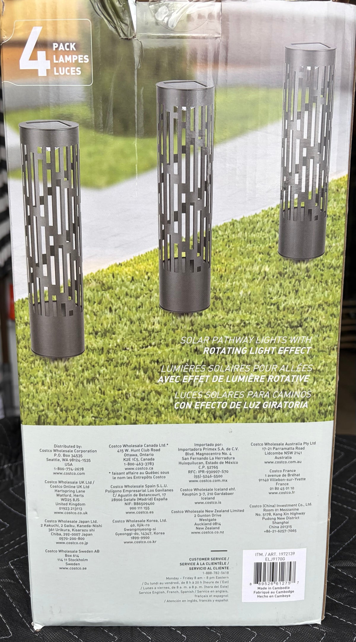 Test Rite Rotating Solar Bollard Lights 4-Pack