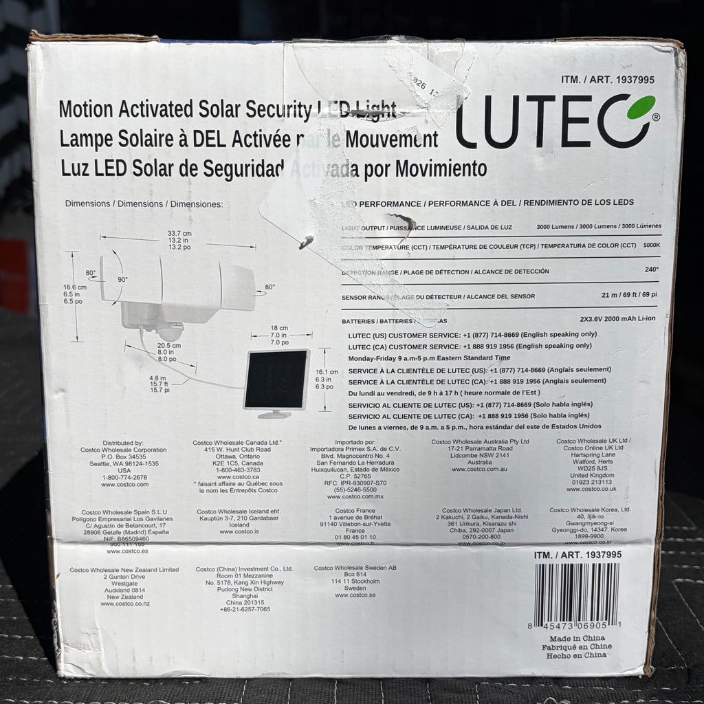 LUTEC 3000-Lumen Motion Activated Solar Security LED Light