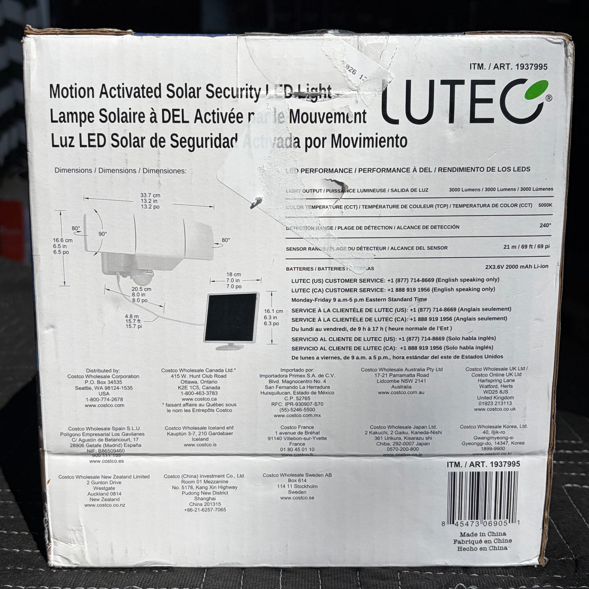 LUTEC 3000-Lumen Motion Activated Solar Security LED Light