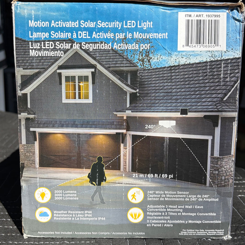 LUTEC 3000-Lumen Motion Activated Solar Security LED Light