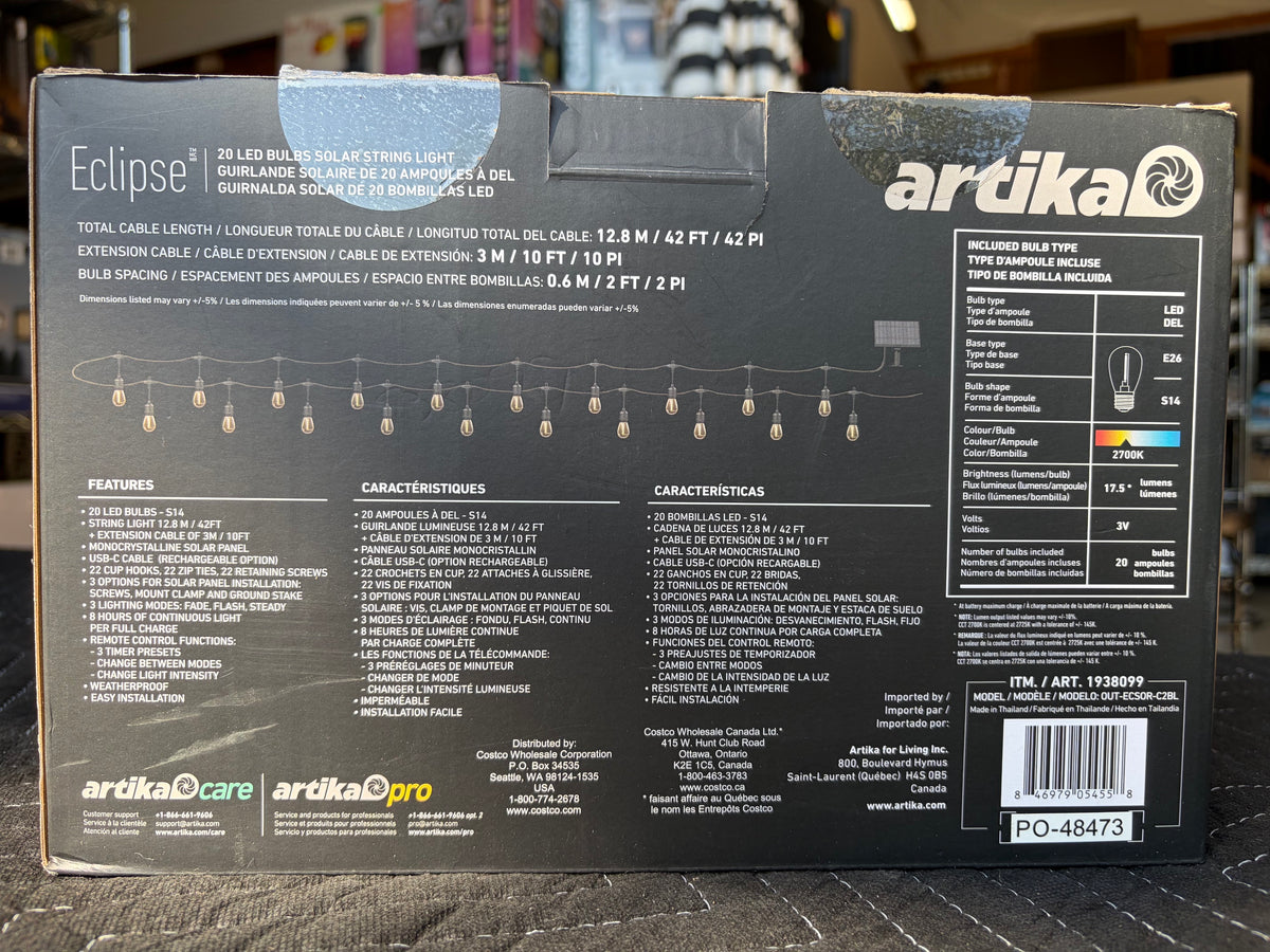 Artika Eclipse 42-Foot Solar String Light with Remote