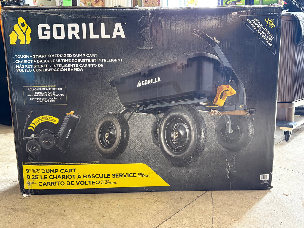 Gorilla 9 cu. ft. Heavy-Duty Poly Yard Dump Cart with Flat-Free Tires