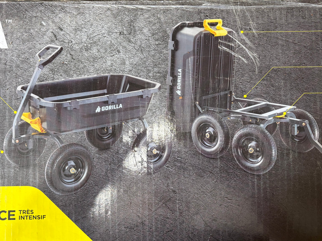 Gorilla 9 cu. ft. Heavy-Duty Poly Yard Dump Cart with Flat-Free Tires