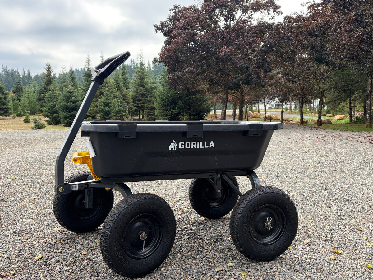 Gorilla 9 cu. ft. Heavy-Duty Poly Yard Dump Cart with Flat-Free Tires