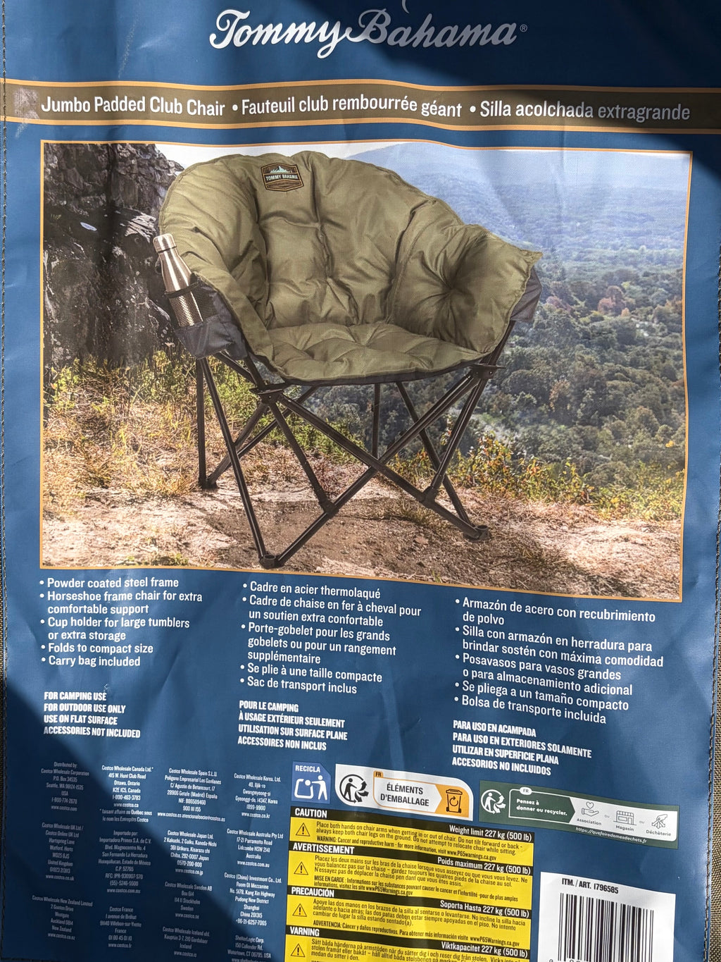 Tommy Bahama Destination Relaxation XL Jumbo Padded Club Chair – Green & Blue
