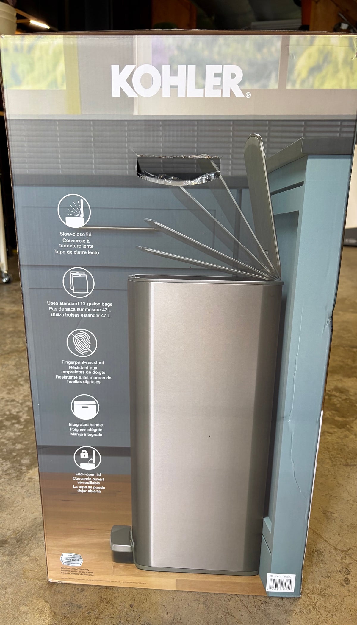 Kohler 47 L Stainless Steel Step Trash Can