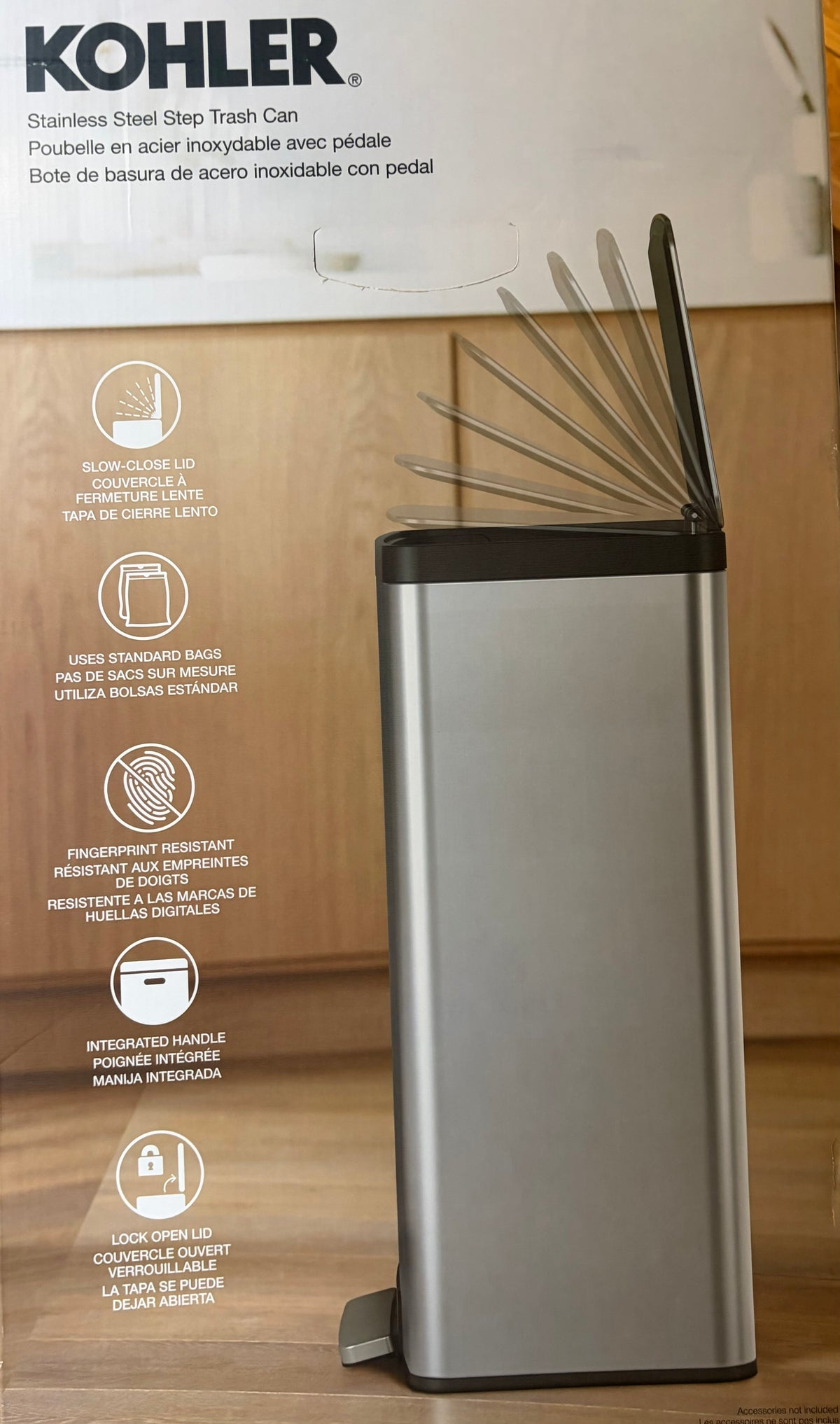 KOHLER 47 L Stainless Steel Step Trash Can