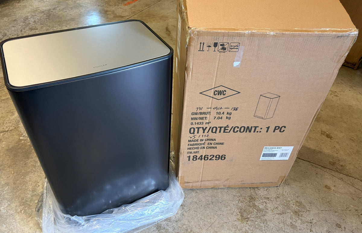 KOHLER 47 L Black Stainless Steel Step Trash Can