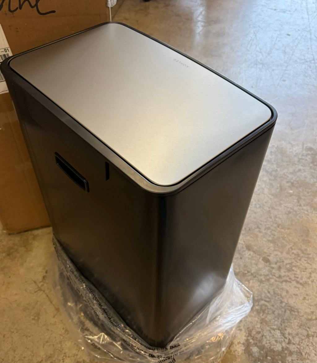 KOHLER 47 L Black Stainless Steel Step Trash Can