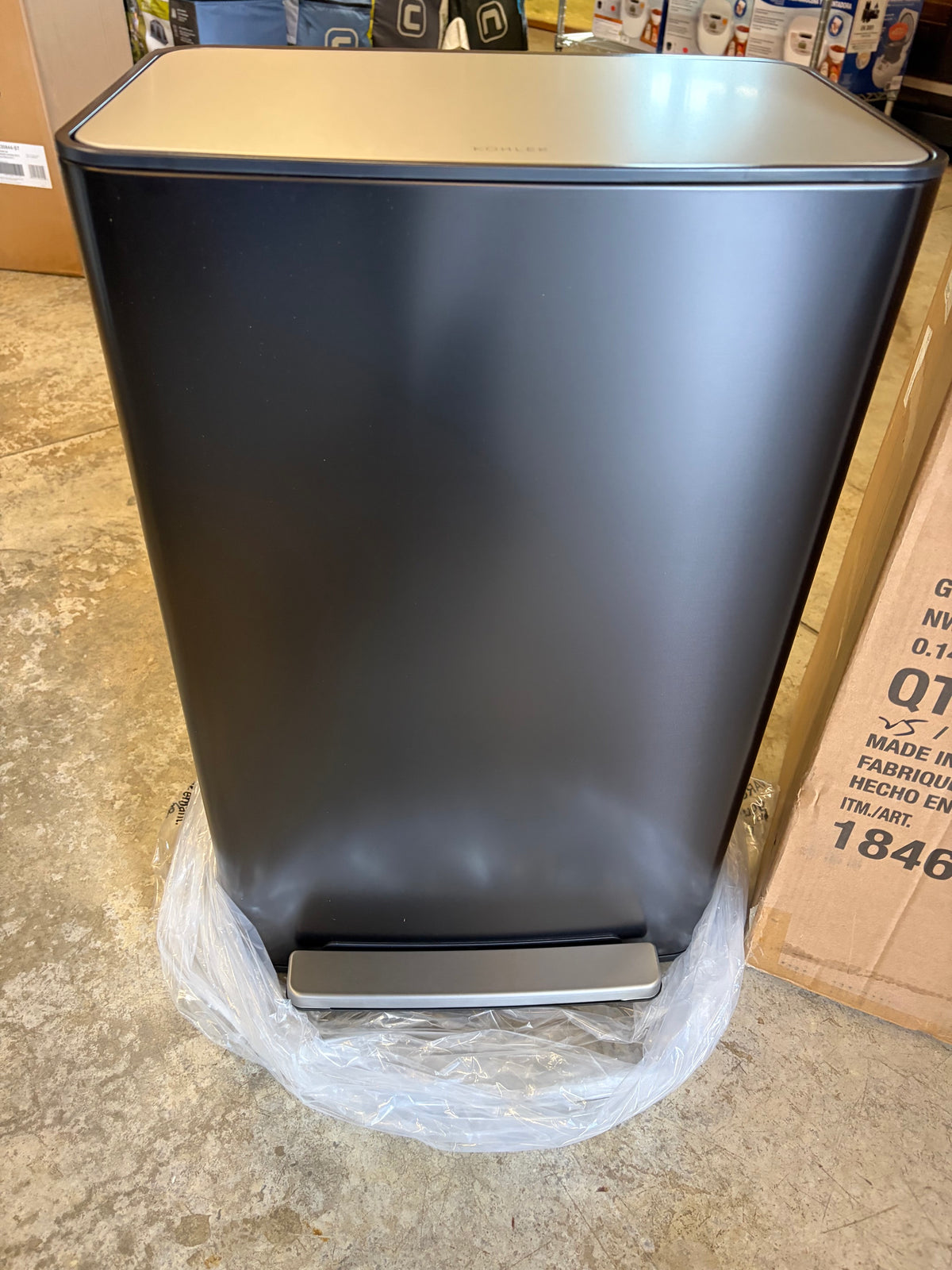 KOHLER 47 L Black Stainless Steel Step Trash Can