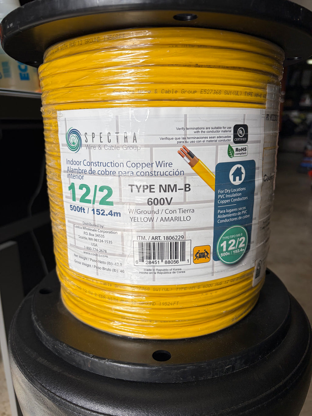 Spectra 12/2 Copper Building Wire - 500 ft. Spool