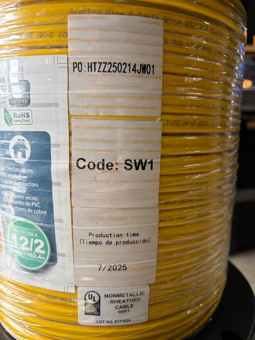 Spectra 12/2 Copper Building Wire - 500 ft. Spool