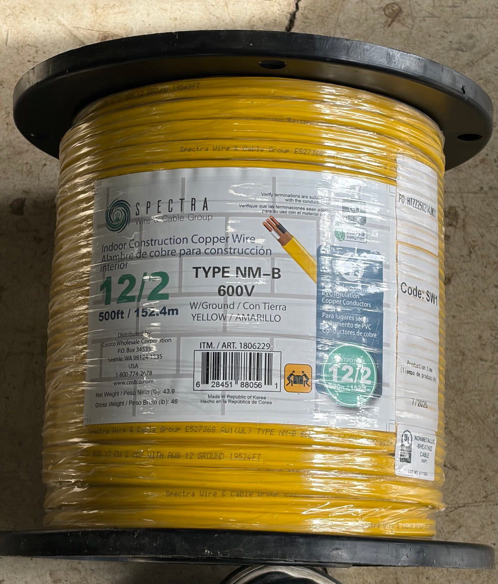 Spectra 12/2 Copper Building Wire - 500 ft. Spool