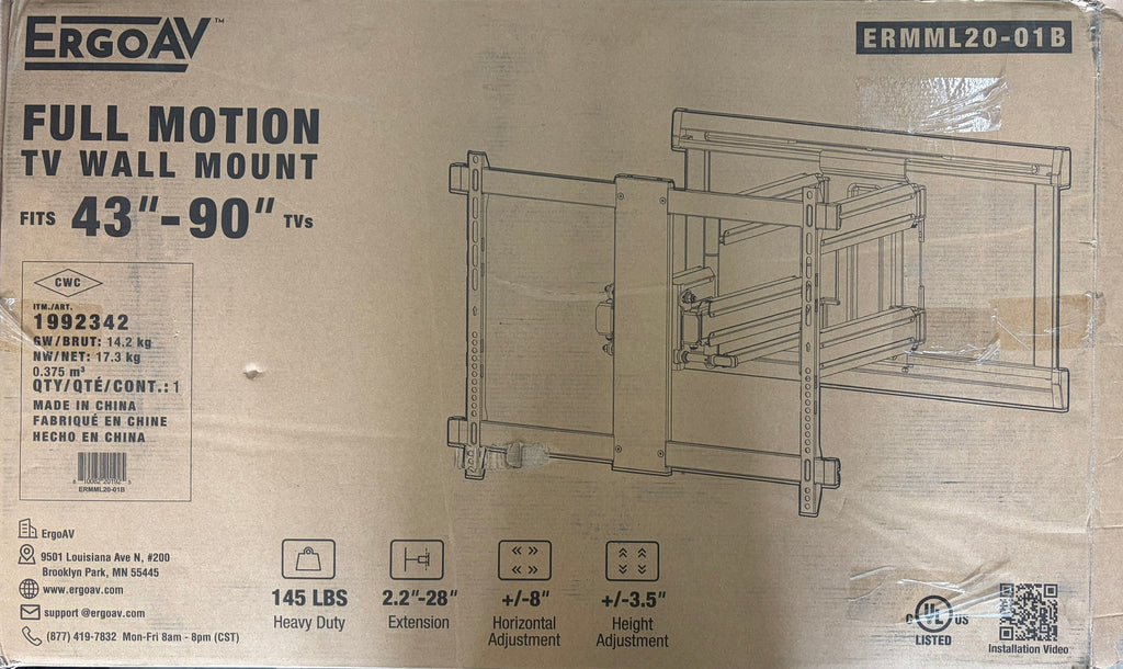 ErgoAV Full-Motion TV Wall Mount for 43–90 in. TVs - ERMML20-01B