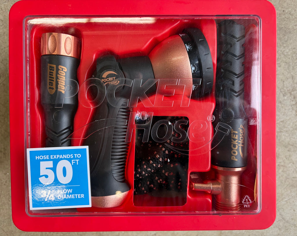 Pocket Hose Copper Bullet Expandable Garden Hose - 50 ft. with Thumb Spray Nozzle