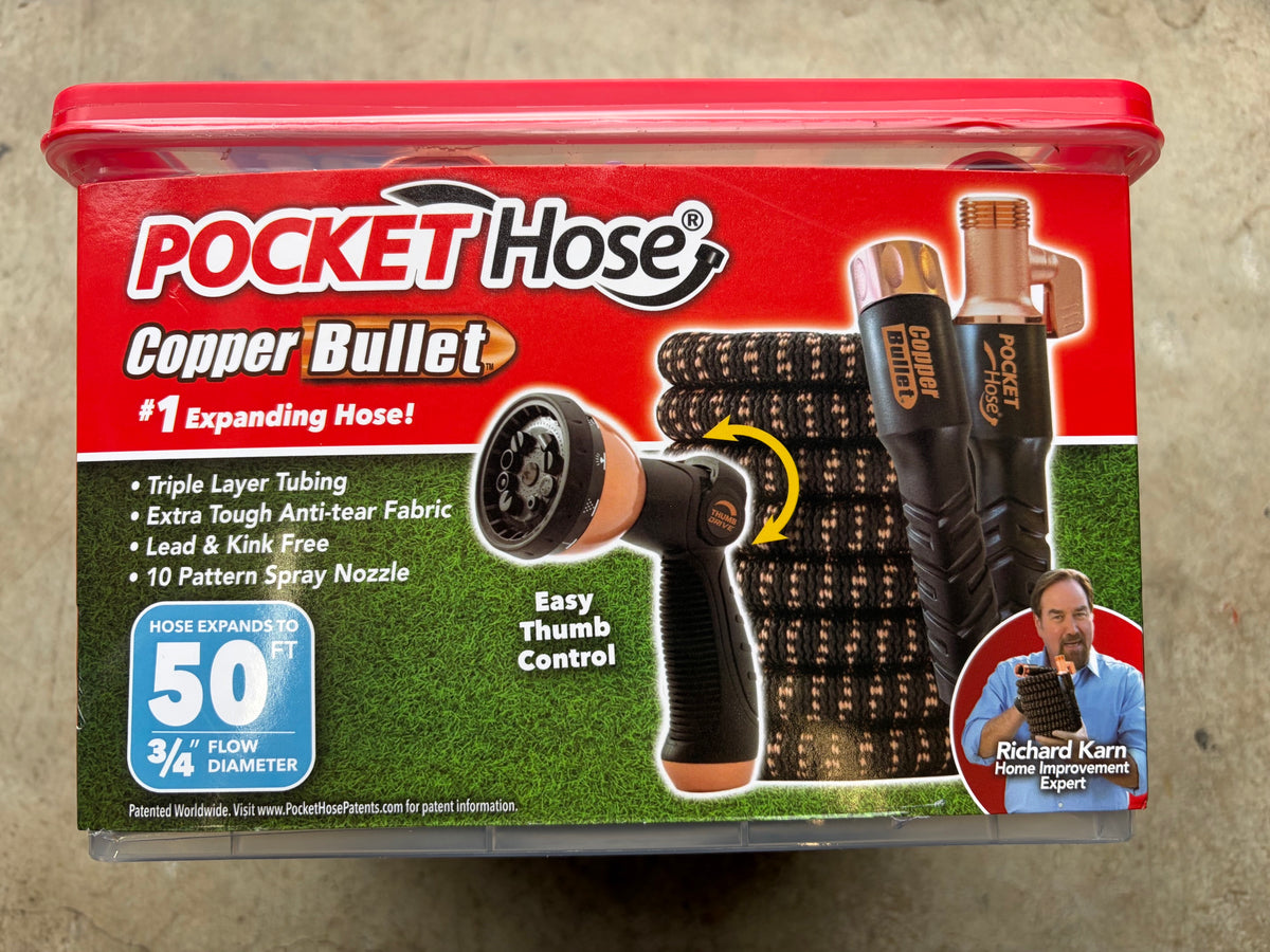 Pocket Hose Copper Bullet Expandable Garden Hose - 50 ft. with Thumb Spray Nozzle