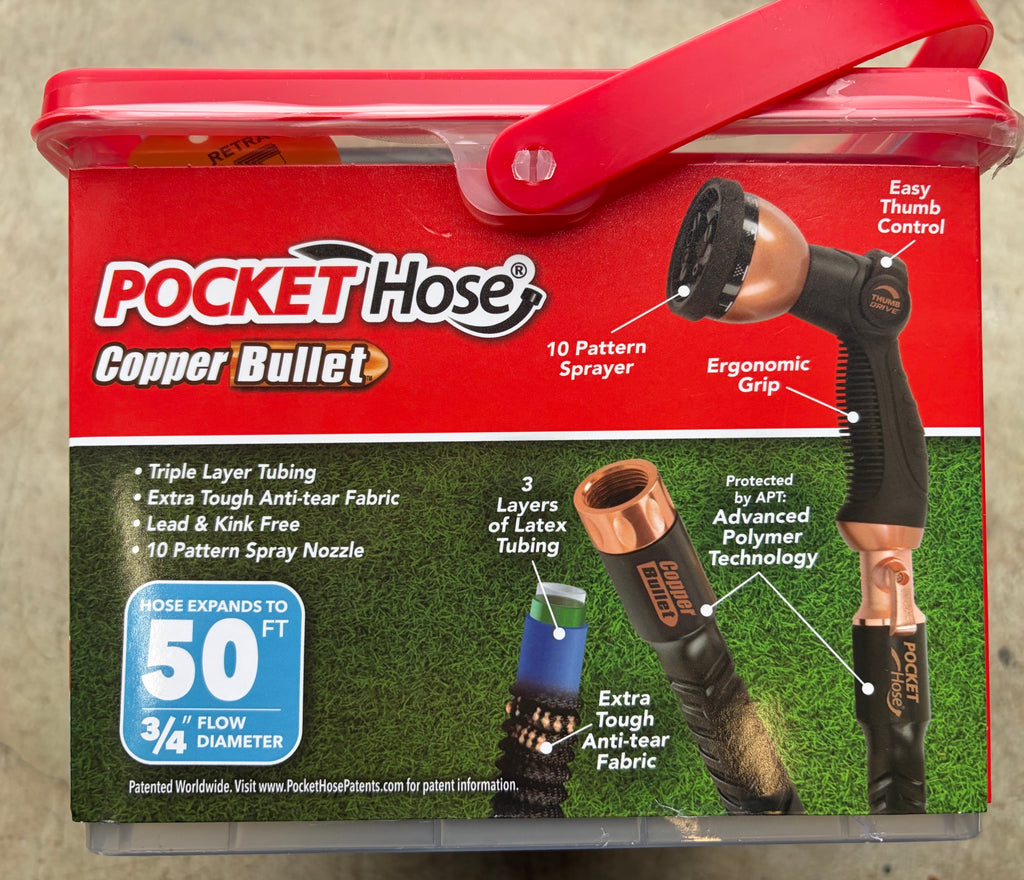 Pocket Hose Copper Bullet Expandable Garden Hose - 50 ft. with Thumb Spray Nozzle