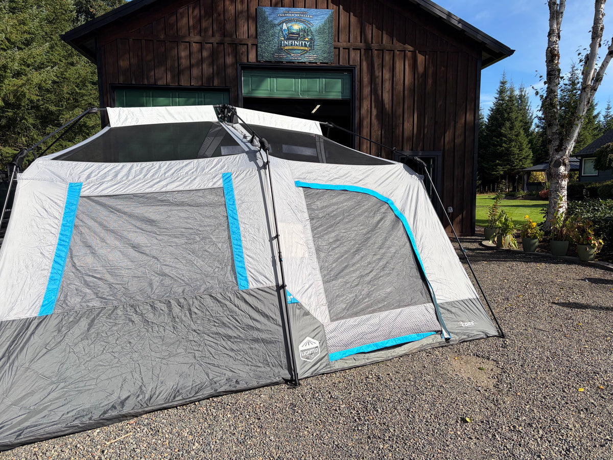CORE 10-Person Lighted Instant Cabin Tent - Gray