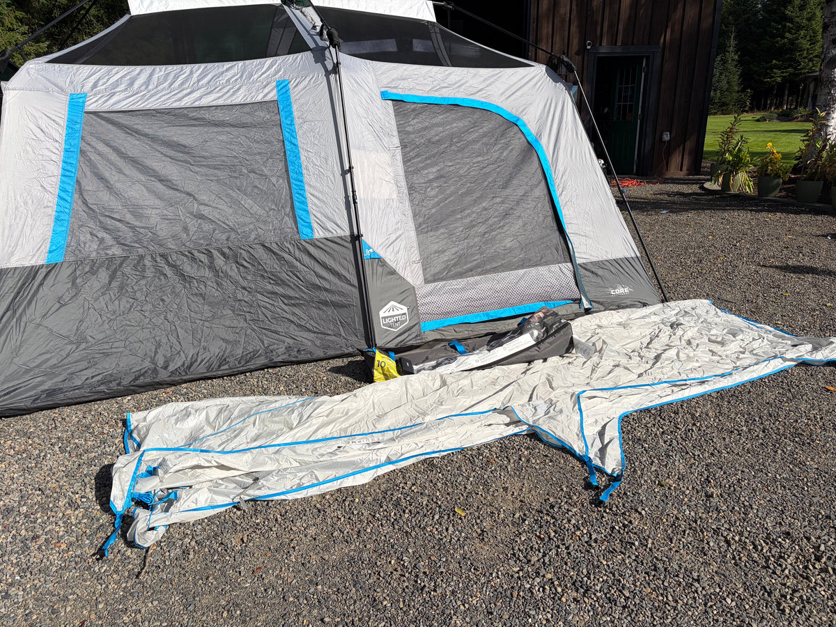 CORE 10-Person Lighted Instant Cabin Tent - Gray