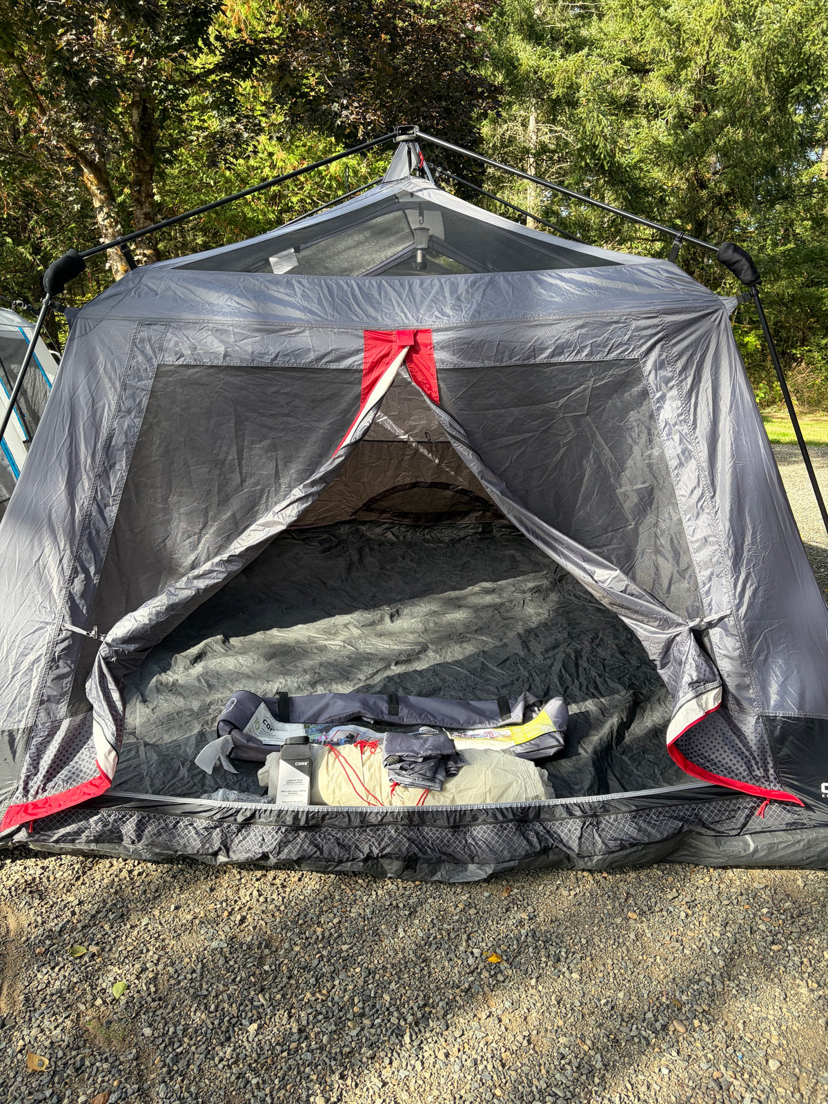 CORE 10-Person Lighted Instant Cabin Tent with Awning