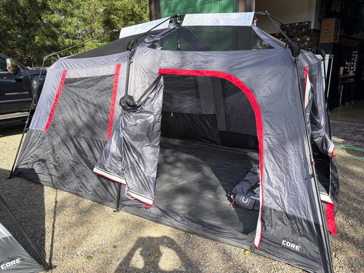 CORE 10-Person Lighted Instant Cabin Tent with Awning