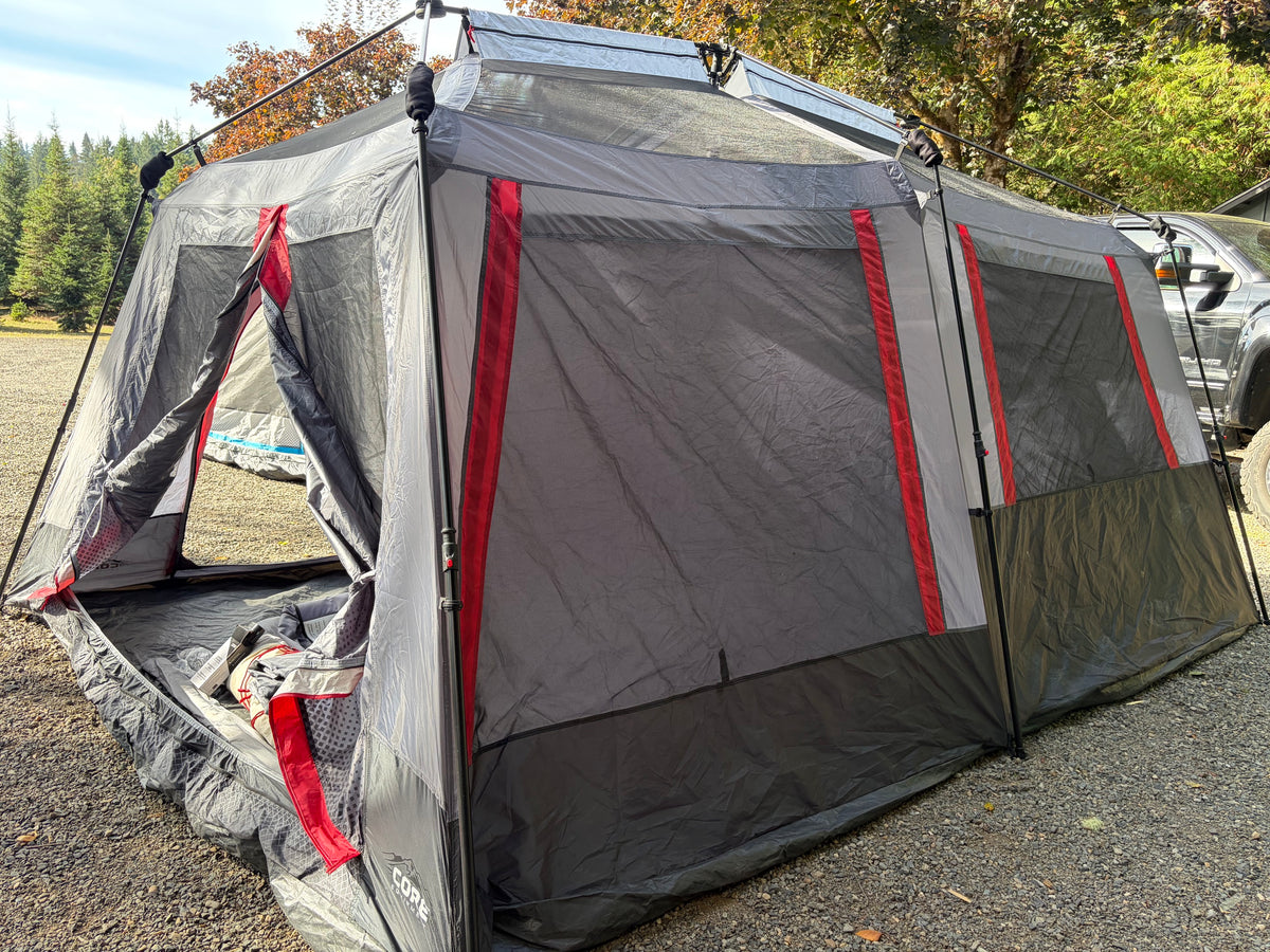 CORE 10-Person Lighted Instant Cabin Tent with Awning