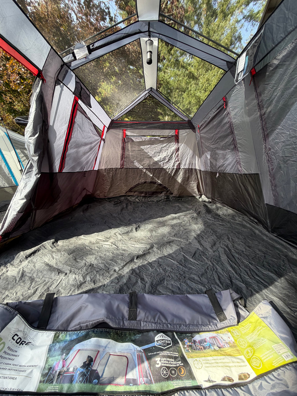CORE 10-Person Lighted Instant Cabin Tent with Awning