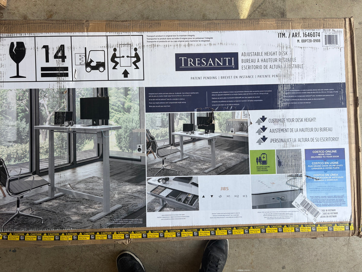 Tresanti Geller 47" Adjustable Height Sit/Stand Desk - White