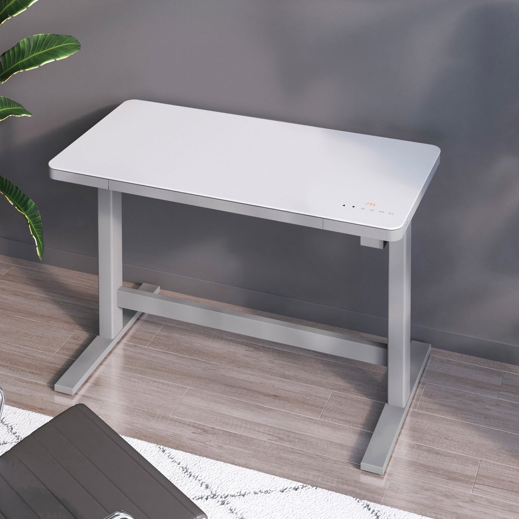 Stock photo: white Tresanti Geller adjustable height desk, front view