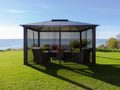 Paragon Outdoor Santa Monica gazebo with black mosquito netting installed