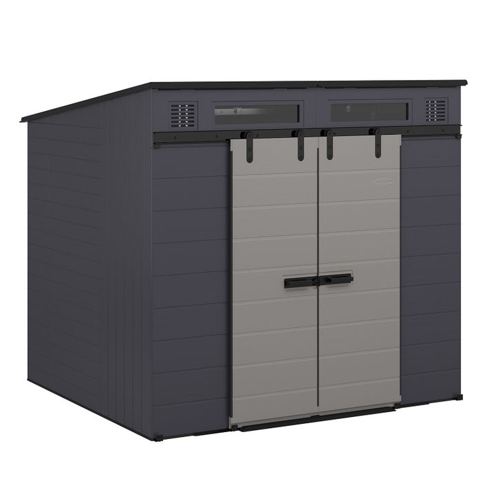 Suncast Modernist 8 ft. by 7 ft. dual barn door storage shed fully assembled